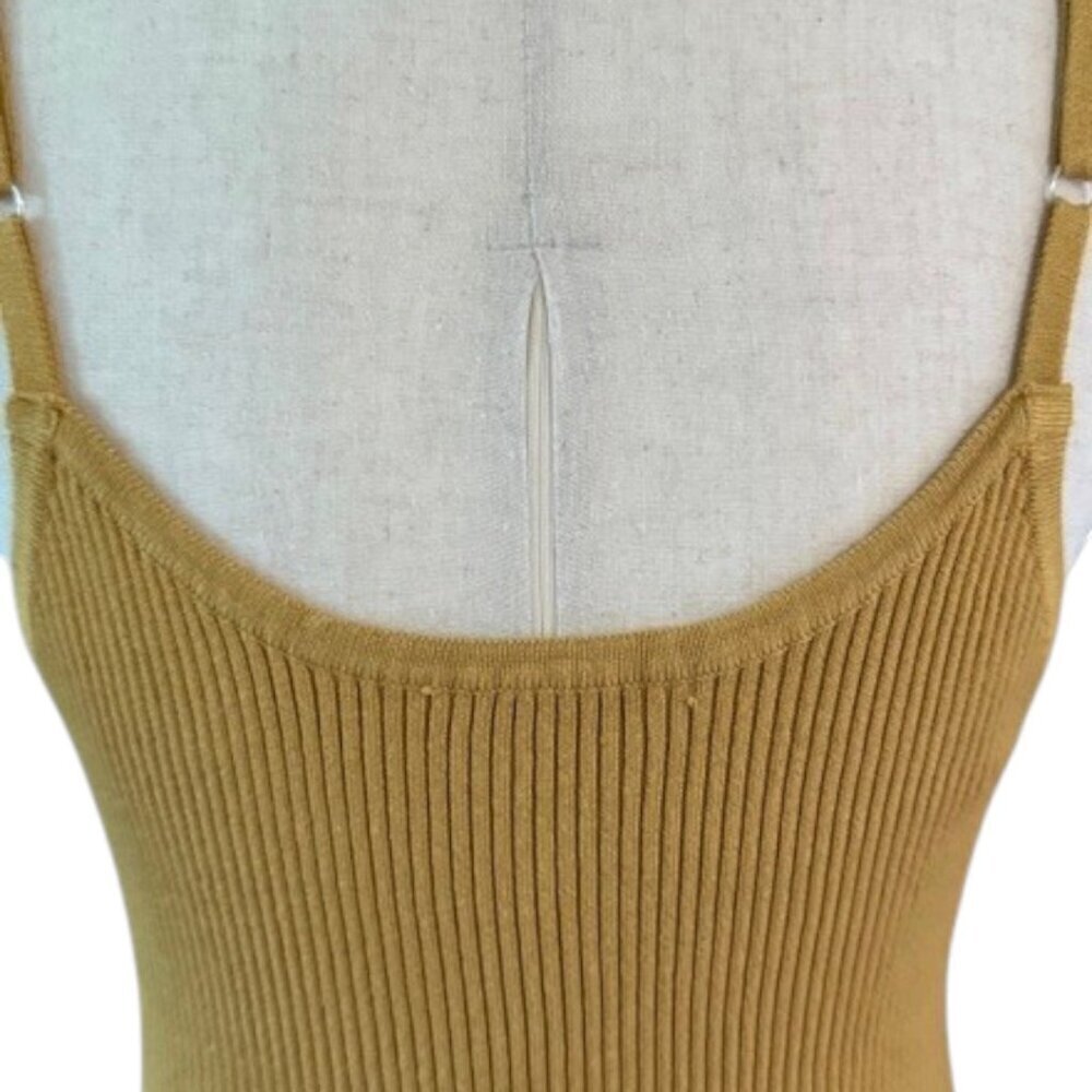House of Harlow 1960 Bronze Mustard Ribbed Sweater Dress Cropped Shrug Med NWT - Picture 13 of 16